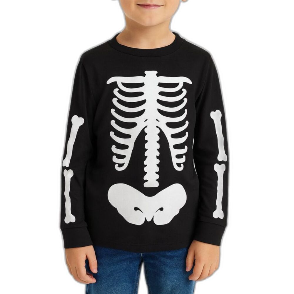 🔥 5 for $30 🔥 Celebrate! Boys’ Skeleton Halloween Long Sleeve Shirt | Size 5T